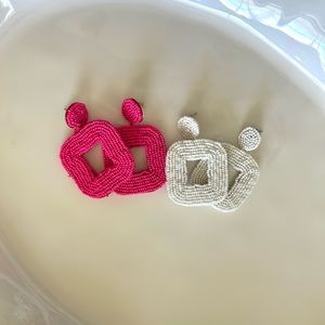 Beaded Square Party Earrings